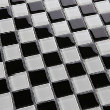 WC et salle de bain avec motif mosa/ïque Mosaik Carrelage translucide en acier inoxydable noir et verre pour salle de bains