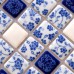 Porcelaine bleue et blanche carreaux cuisine dosserets carrés mosaïque en céramique émaillée tuiles BWT33