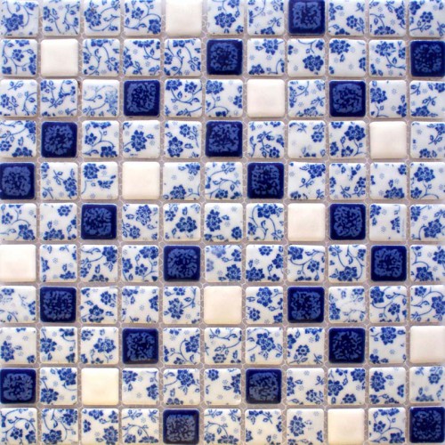 Porcelaine bleue et blanche carreaux cuisine dosserets carrés mosaïque en céramique émaillée tuiles BWT33