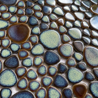 Porcelaine vert galet carrelage en forme de coeur mosaïque émaillés Carreaux cuisine dosseret piscine carrelage PPT619A