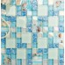 Résine de style méditerranéen de mosaïque de verre bleu fissuré avec Conch Shell Beach Backsplash Carrelage blanc irisé Résine de style méditerranéen de mosaïque de verre bleu fissuré avec Conch Shell Beach Backsplash Carrelage blanc irisé