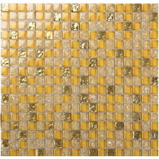Tuile en verre cristal feuilles glace fissure carrés mosaïque métal plaqué L309 cuisine dosseret carreaux de revêtement de sol mur miroir salle de bain