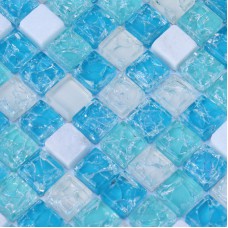 Verre et Pierre crème tuile dosseret de cuisine et salle de bain crackle bleu mer cristal verre mosaïque feuille mur pas cher tuiles SGY001