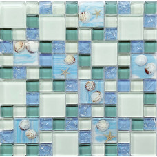 Carreaux de mur de douche de salle de bains de craquement de ciel bleu de tuile de dosseret en verre brillant